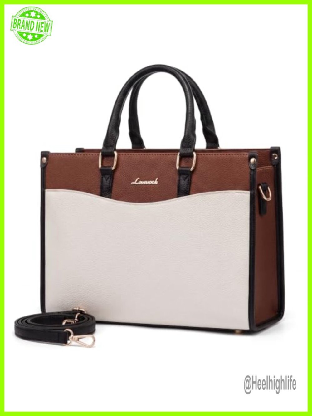 Vegan Leather Satchel Handbag Top Handle Crossbody Shoulder Purse